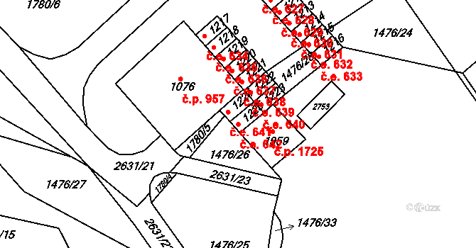 Tišnov 642 na parcele st. 1225 v KÚ Tišnov, Katastrální mapa