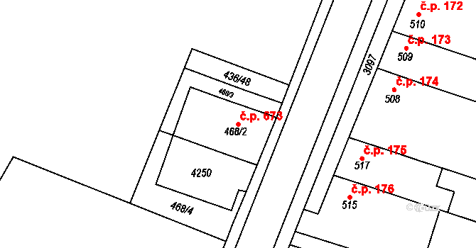 Kyjov 673 na parcele st. 468/2 v KÚ Kyjov, Katastrální mapa