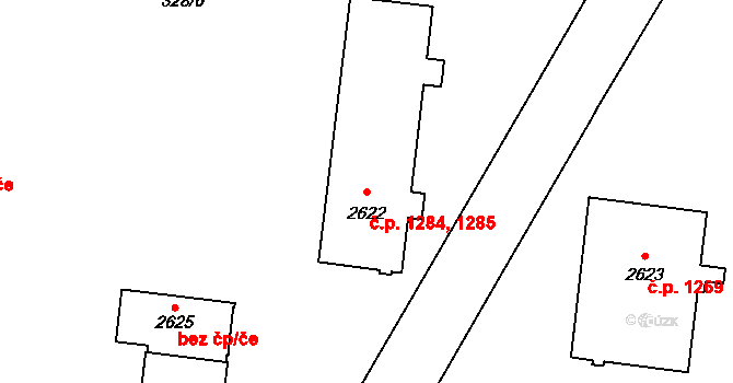 Kyjov 1284,1285 na parcele st. 2622 v KÚ Kyjov, Katastrální mapa