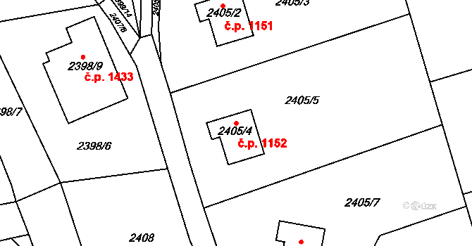 Frýdlant 1152 na parcele st. 2405/4 v KÚ Frýdlant, Katastrální mapa