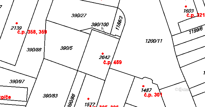 Holínské Předměstí 459, Jičín na parcele st. 2642 v KÚ Jičín, Katastrální mapa