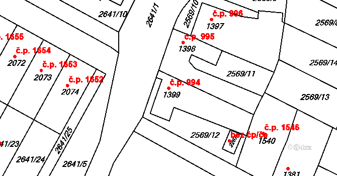 Lysá nad Labem 994 na parcele st. 1399 v KÚ Lysá nad Labem, Katastrální mapa