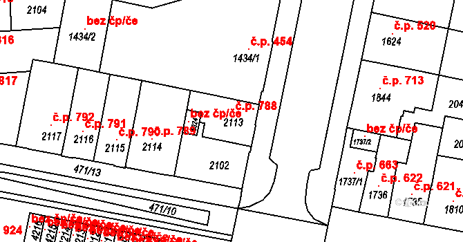Horka-Domky 788, Třebíč na parcele st. 2113 v KÚ Třebíč, Katastrální mapa