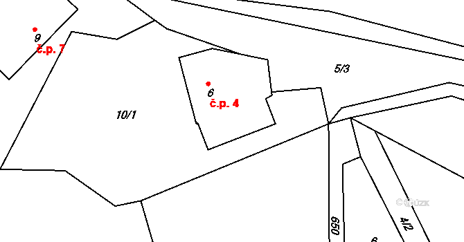 Pazucha 4, Litomyšl na parcele st. 6 v KÚ Pazucha, Katastrální mapa