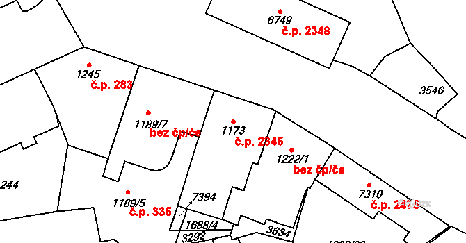 Cheb 2345 na parcele st. 1173 v KÚ Cheb, Katastrální mapa