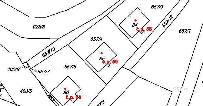 Kotvina 59, Okounov na parcele st. 85 v KÚ Kotvina, Katastrální mapa