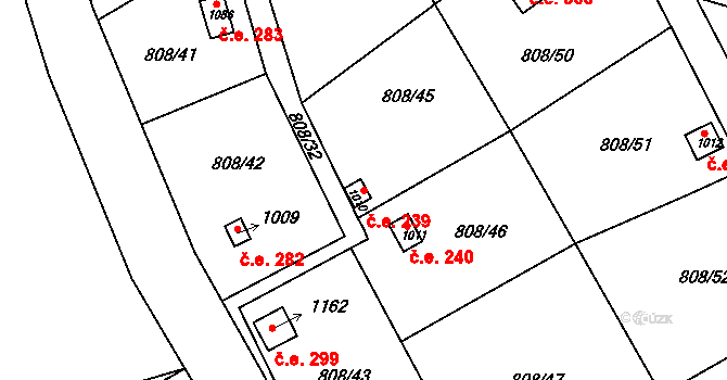 Jílové 239 na parcele st. 1010 v KÚ Jílové u Děčína, Katastrální mapa