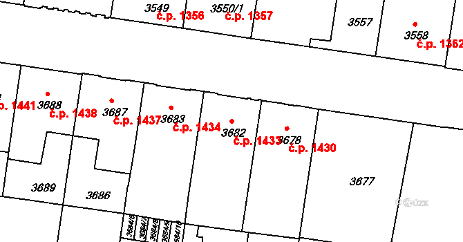 České Budějovice 3 1433, České Budějovice na parcele st. 3682 v KÚ České Budějovice 3, Katastrální mapa