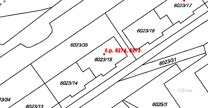 Chomutov 5273,5274 na parcele st. 6023/14 v KÚ Chomutov I, Katastrální mapa