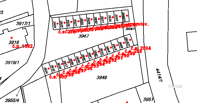 Jirkov 292 na parcele st. 3942 v KÚ Jirkov, Katastrální mapa
