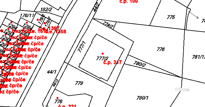 Děčín XXXII-Boletice nad Labem 317, Děčín na parcele st. 777/2 v KÚ Boletice nad Labem, Katastrální mapa