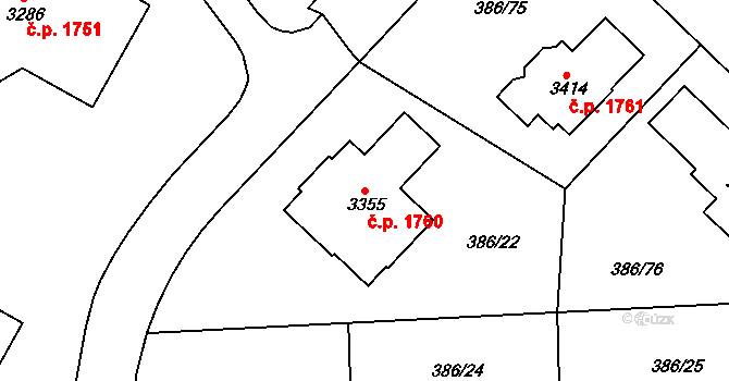 Choceň 1760 na parcele st. 3355 v KÚ Choceň, Katastrální mapa