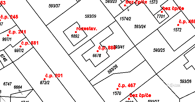 Beroun-Závodí 888, Beroun na parcele st. 6678 v KÚ Beroun, Katastrální mapa
