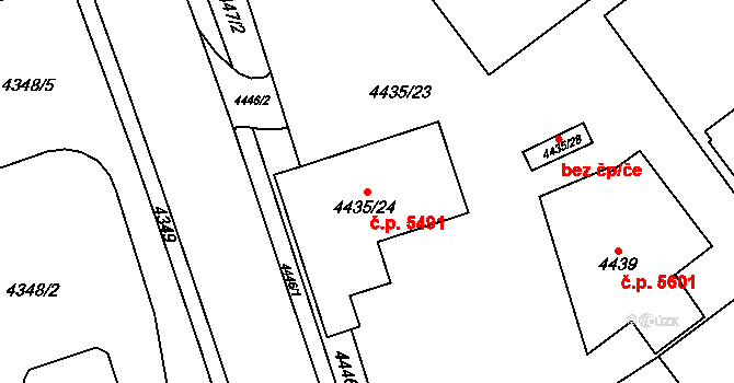 Chomutov 5491 na parcele st. 4435/24 v KÚ Chomutov I, Katastrální mapa