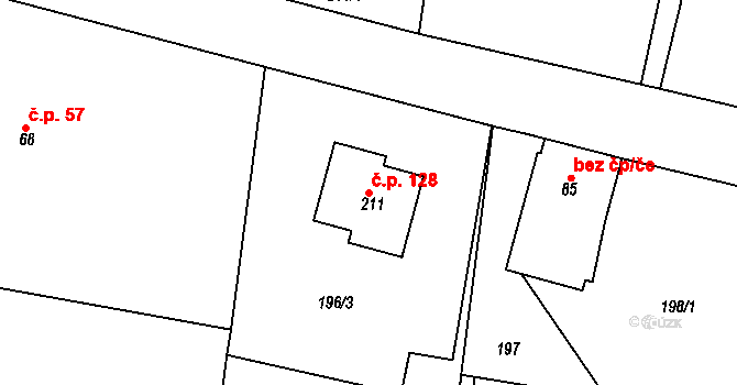 Hájov 128, Příbor na parcele st. 211 v KÚ Hájov, Katastrální mapa