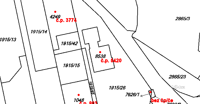 Zlín 5420 na parcele st. 8538 v KÚ Zlín, Katastrální mapa
