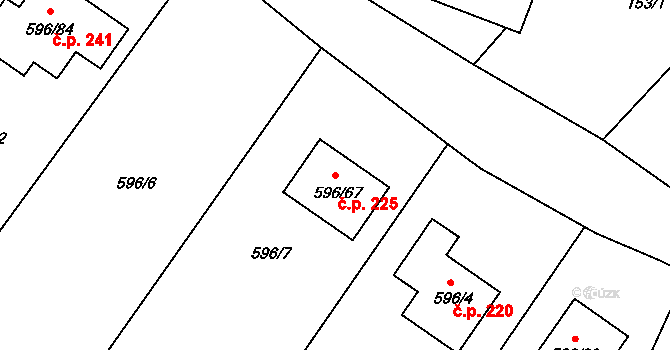Královopolské Vážany 225, Rousínov na parcele st. 596/67 v KÚ Královopolské Vážany, Katastrální mapa