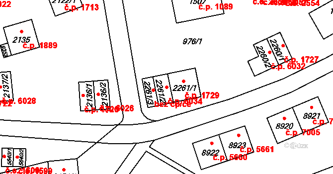 Zlín 6034 na parcele st. 2261/2 v KÚ Zlín, Katastrální mapa