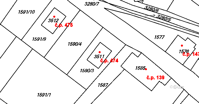 Radiměř 474 na parcele st. 3511 v KÚ Radiměř, Katastrální mapa