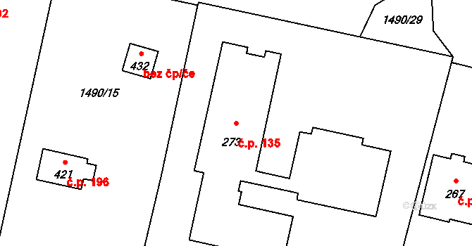 Olbramovice Ves 135, Olbramovice na parcele st. 273 v KÚ Olbramovice u Votic, Katastrální mapa