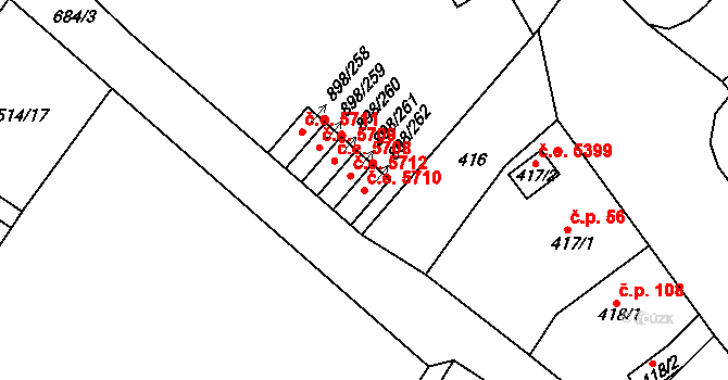 Všebořice 5710, Ústí nad Labem na parcele st. 898/262 v KÚ Všebořice, Katastrální mapa