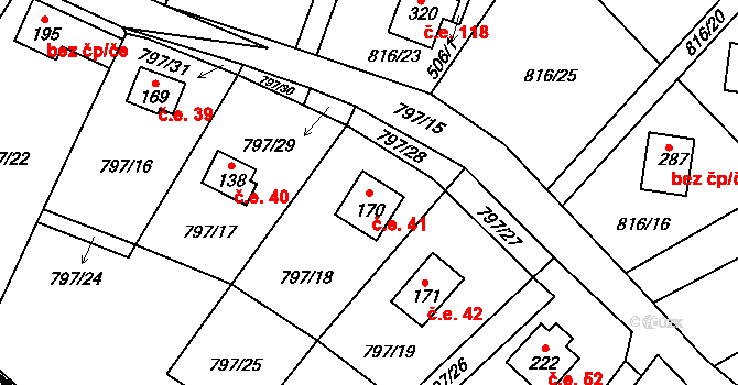 Heřmaň 41 na parcele st. 170 v KÚ Heřmaň, Katastrální mapa