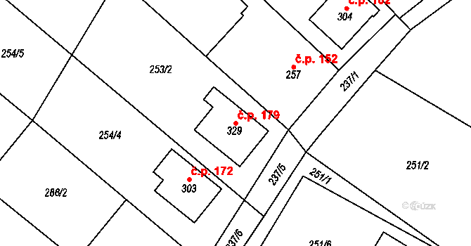 Ludkovice 179 na parcele st. 329 v KÚ Ludkovice, Katastrální mapa