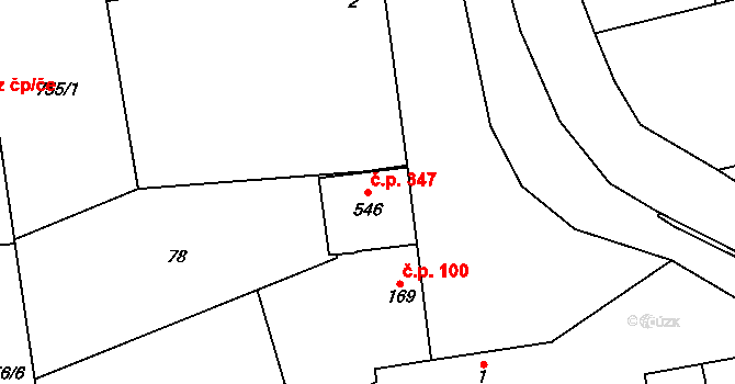 Louky 347, Zlín na parcele st. 546 v KÚ Louky nad Dřevnicí, Katastrální mapa