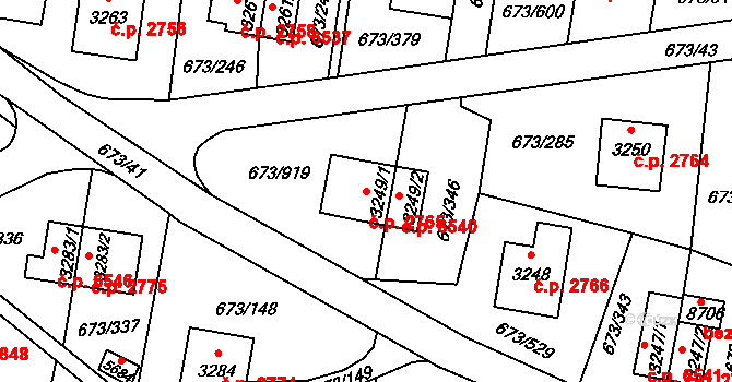 Zlín 2765 na parcele st. 3249/1 v KÚ Zlín, Katastrální mapa