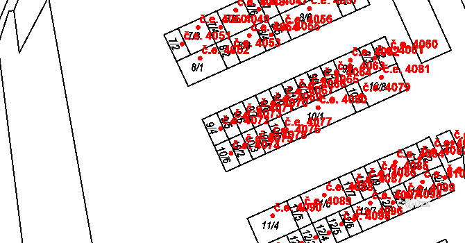 Kadaň 4073 na parcele st. 9/5 v KÚ Bystřice u Kadaně, Katastrální mapa