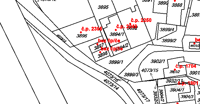 Brno 45565848 na parcele st. 3898 v KÚ Královo Pole, Katastrální mapa