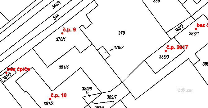 Praha 46902848 na parcele st. 378/2 v KÚ Újezd nad Lesy, Katastrální mapa