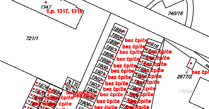 Blansko 49158848 na parcele st. 1898 v KÚ Blansko, Katastrální mapa