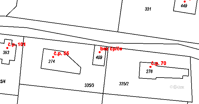 Velká Lhota 49170848 na parcele st. 409 v KÚ Velká Lhota u Valašského Meziříčí, Katastrální mapa