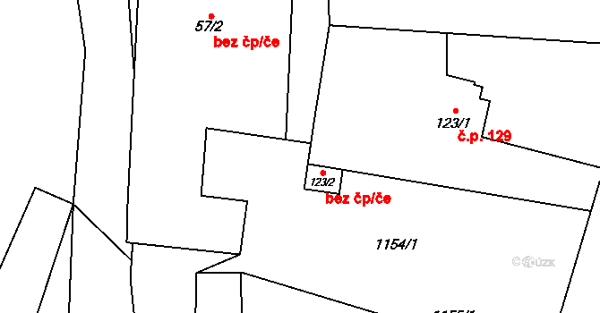 Rožná 49934848 na parcele st. 123/2 v KÚ Rožná, Katastrální mapa