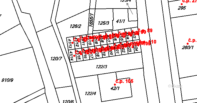 Lom 104 na parcele st. 41/18 v KÚ Lom u Mostu, Katastrální mapa
