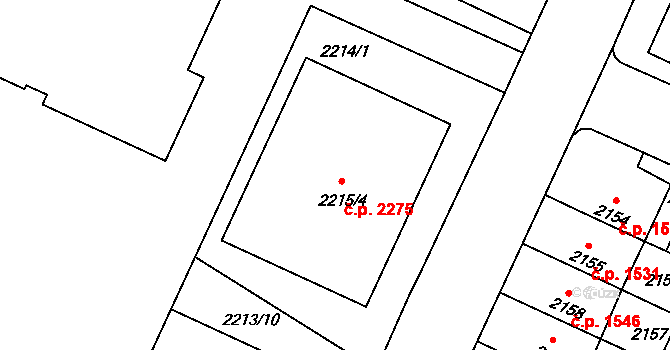 Předměstí 2275, Litoměřice na parcele st. 2215/4 v KÚ Litoměřice, Katastrální mapa