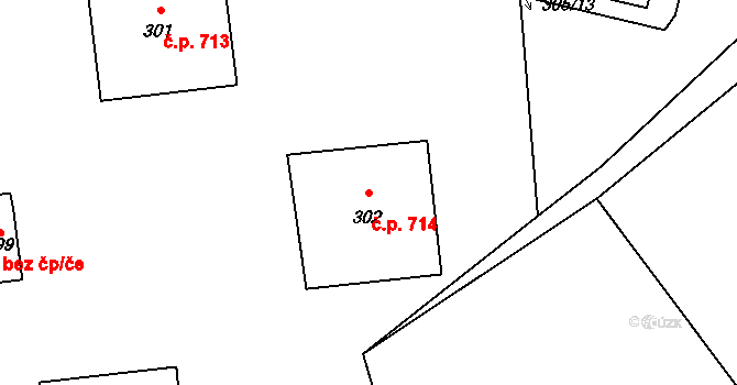 Libčice nad Vltavou 714 na parcele st. 302 v KÚ Chýnov, Katastrální mapa