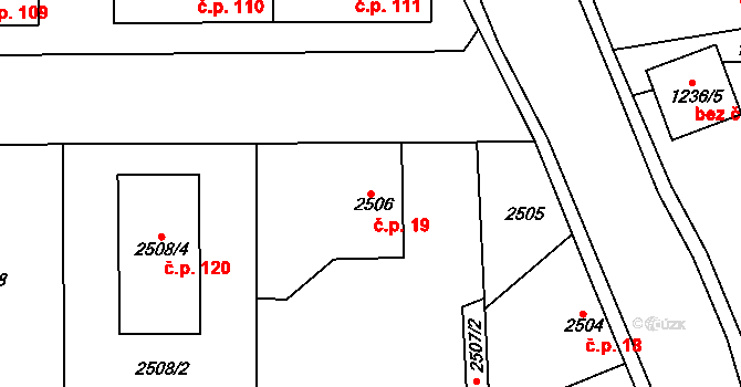 Cihelny 19, Jaroměř na parcele st. 2506 v KÚ Jaroměř, Katastrální mapa