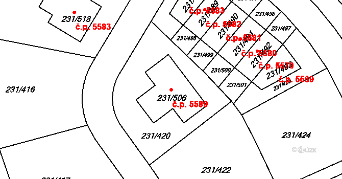 Helenín 5589, Jihlava na parcele st. 231/506 v KÚ Helenín, Katastrální mapa