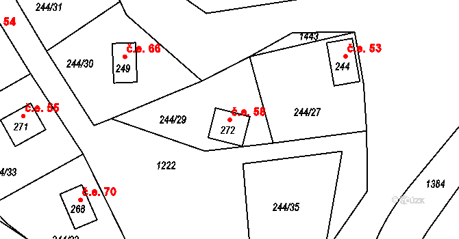 Žopy 58, Holešov na parcele st. 272 v KÚ Žopy, Katastrální mapa