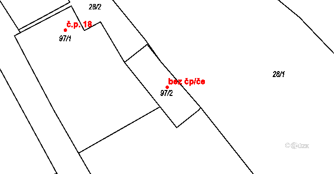 Ptýrov 105177849 na parcele st. 97/2 v KÚ Ptýrov, Katastrální mapa