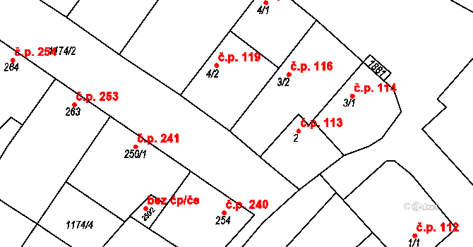 Jevišovice 119 na parcele st. 4/2 v KÚ Jevišovice, Katastrální mapa