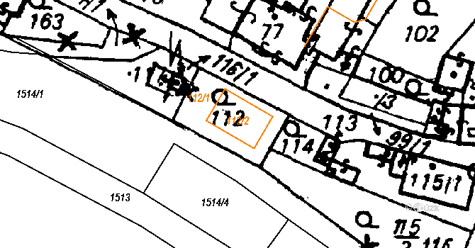 Město Touškov 707 na parcele st. 112/2 v KÚ Město Touškov, Katastrální mapa