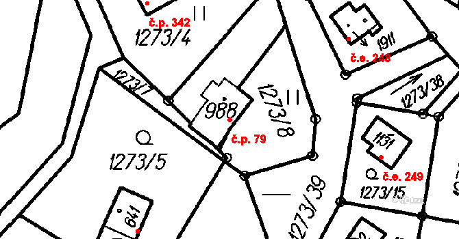 Čeladná 79 na parcele st. 988 v KÚ Čeladná, Katastrální mapa