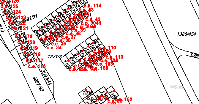 Pazderna 104, Vyškov na parcele st. 919 v KÚ Dědice u Vyškova, Katastrální mapa