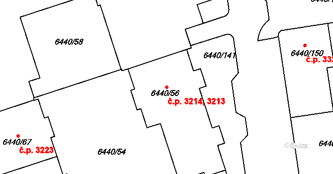 Kladno 3213,3214 na parcele st. 6440/56 v KÚ Kladno, Katastrální mapa