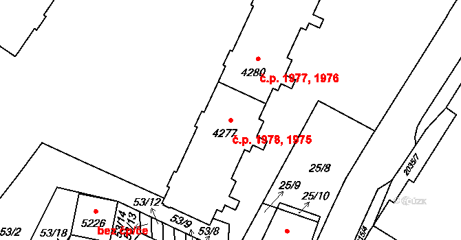 Šumperk 1975,1978 na parcele st. 4277 v KÚ Šumperk, Katastrální mapa