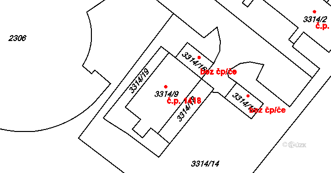 Duchcov 1418 na parcele st. 3314/9 v KÚ Duchcov, Katastrální mapa