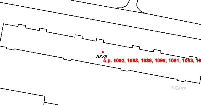 Horka-Domky 1088,1089,1090,1091,, Třebíč na parcele st. 3879 v KÚ Třebíč, Katastrální mapa